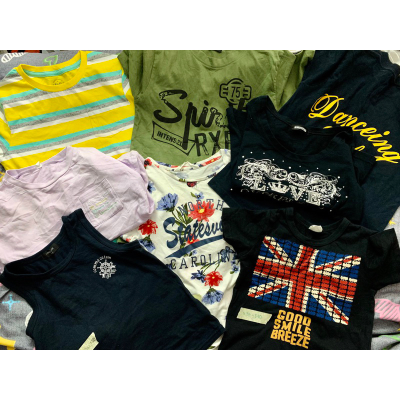 (2hand) áo thun babytee tay ngắn cổ tròn, cotton thấm hút mồ hồi, hoạ tiết ngầu cute, tôn dáng, form bé, street style