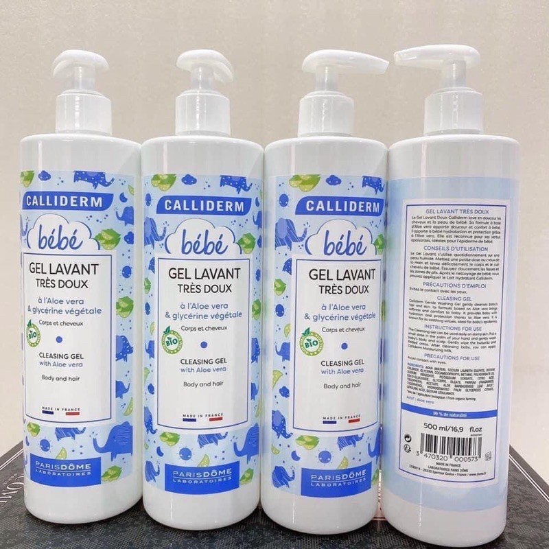 Gel tắm gội em bé Calliderm - nha đam 2 trong 1 500ml