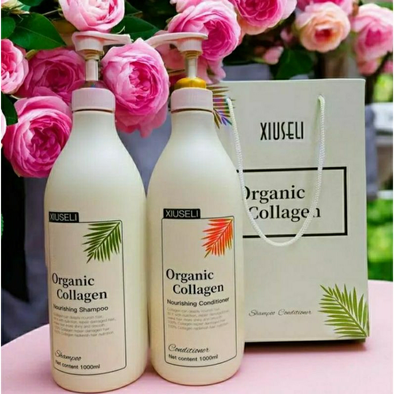 Cặp dầu gội Organic collagen 1000ml giảm rụng tóc, giúp mọc tóc, sạch gàu