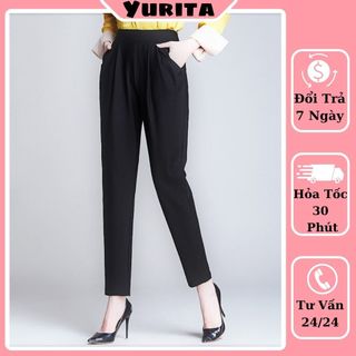 Quần tây baggy yurita quần tây công sở nữ lưng thun kiểu dáng quần âu cạp cao ống đứng form đẹp