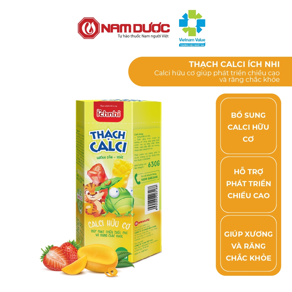 Thạch Calci Ích Nhi (hộp 21 túi x 30 gr) vị ngọt thanh nhẹ,hỗ trợ trẻ phát triển chiều cao, giúp xương và răng chắc khỏe