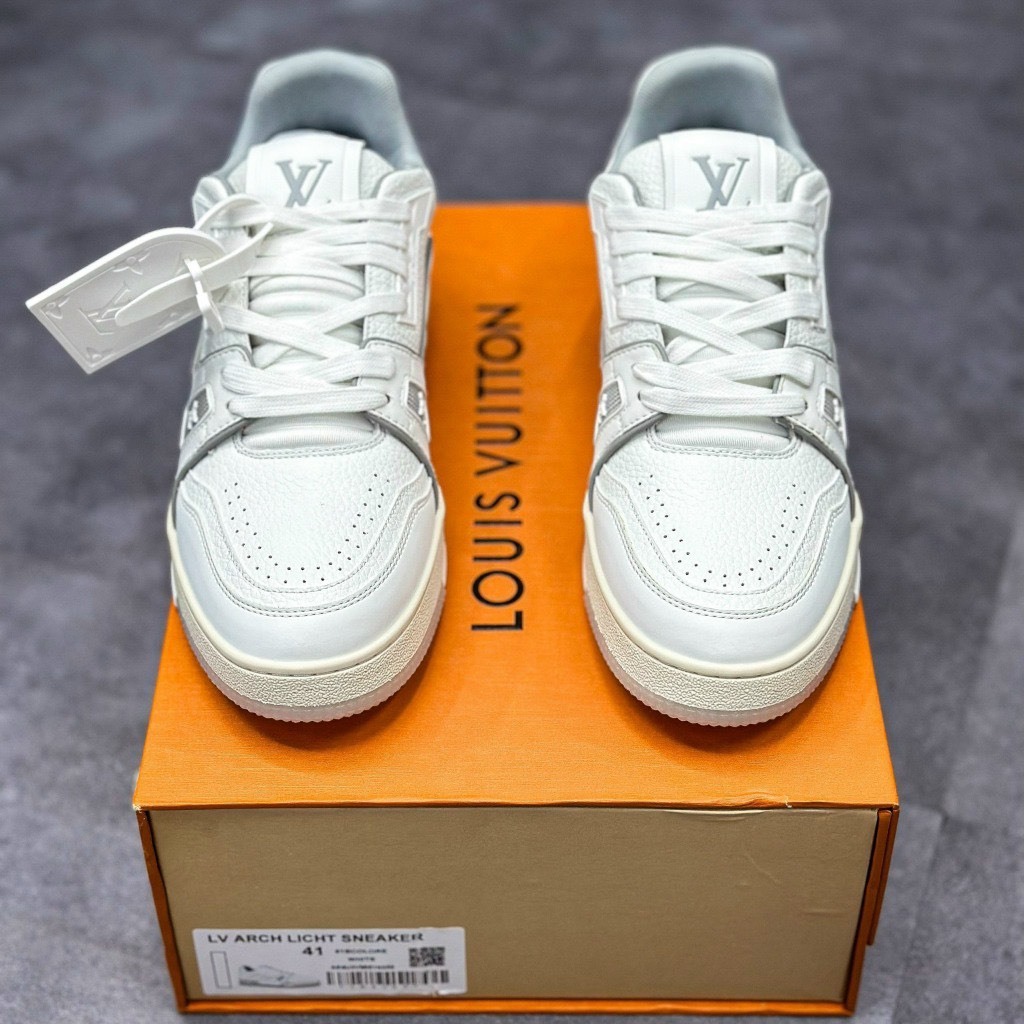 Siêu Phẩm Giày Thể Thao Sneaker L/v Trai.ner #54 Signa.ture White Cao Cấp Ảnh Thật. GIÀY LV TRẮNG XÁM BẢN CAO CẤP