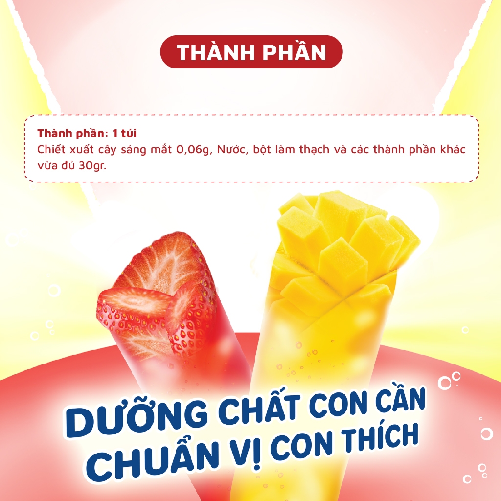 Thạch mắt đen Ích Nhi (hộp 21 túi x 30 gr) hương trái cây,vị ngọt thanh nhẹ, bổ mắt cho trẻ em giúp đôi mắt sáng khỏe