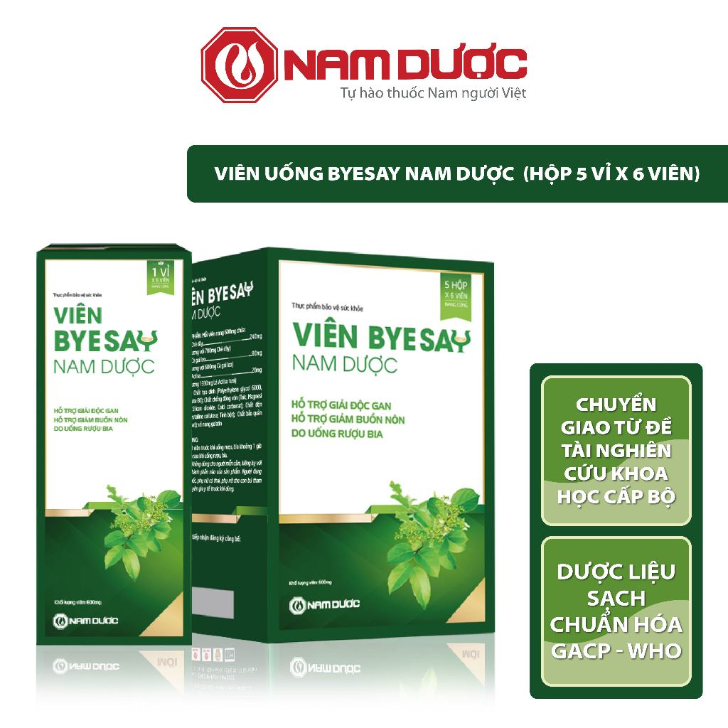 [Combo 3 hộp] Viên giải rượu Nam Dược 5 vỉ x 6 viên giảm say rượu bia, giảm triệu chứng, tăng cường chức năng giải độc