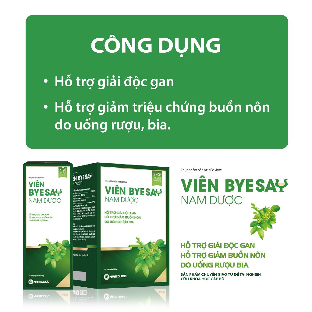 Viên giải rượu Nam Dược 5 vỉ x 6 viên giảm say rượu bia, giảm triệu chứng, tăng cường chức năng giải độc