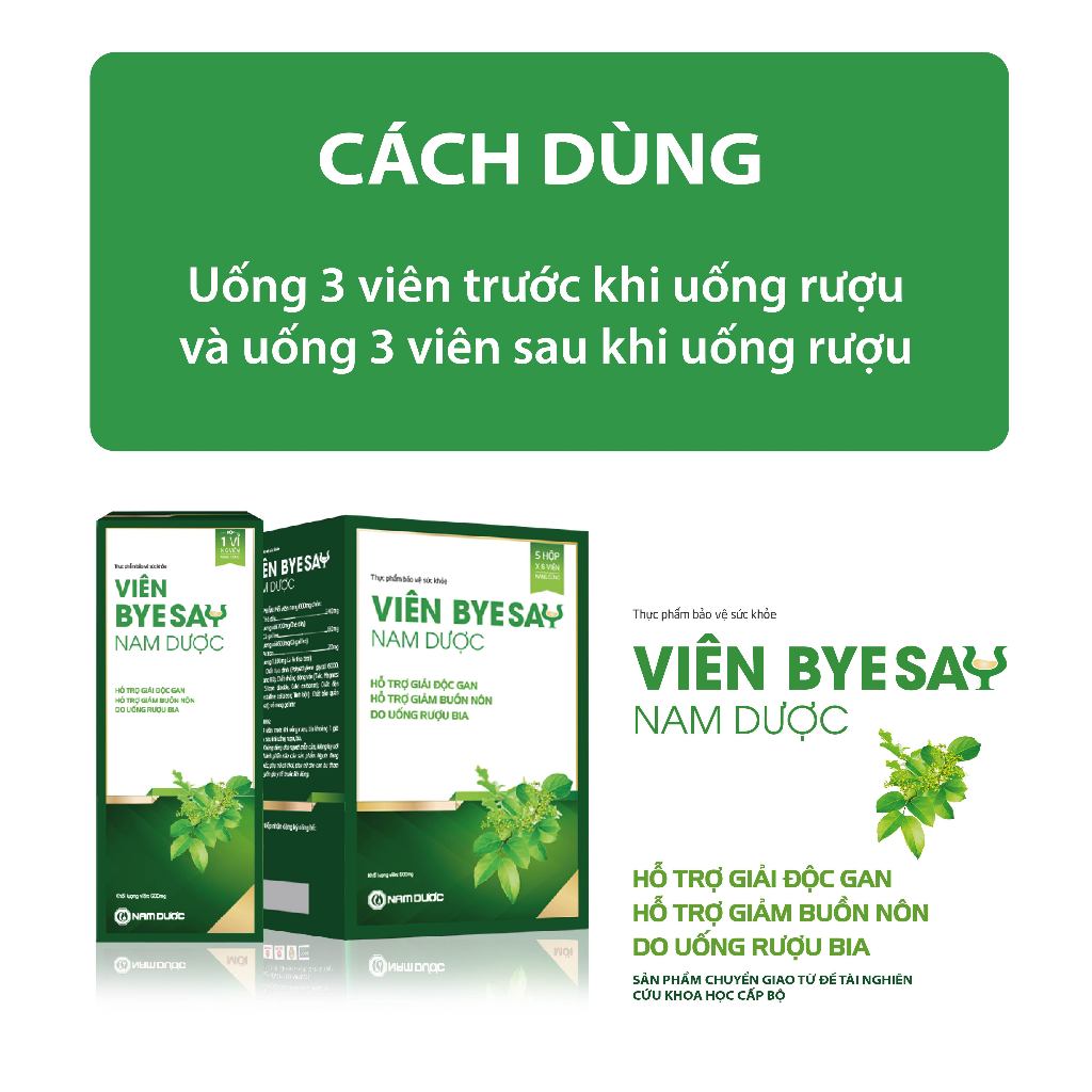 [Combo 3 hộp] Viên giải rượu Nam Dược 5 vỉ x 6 viên giảm say rượu bia, giảm triệu chứng, tăng cường chức năng giải độc