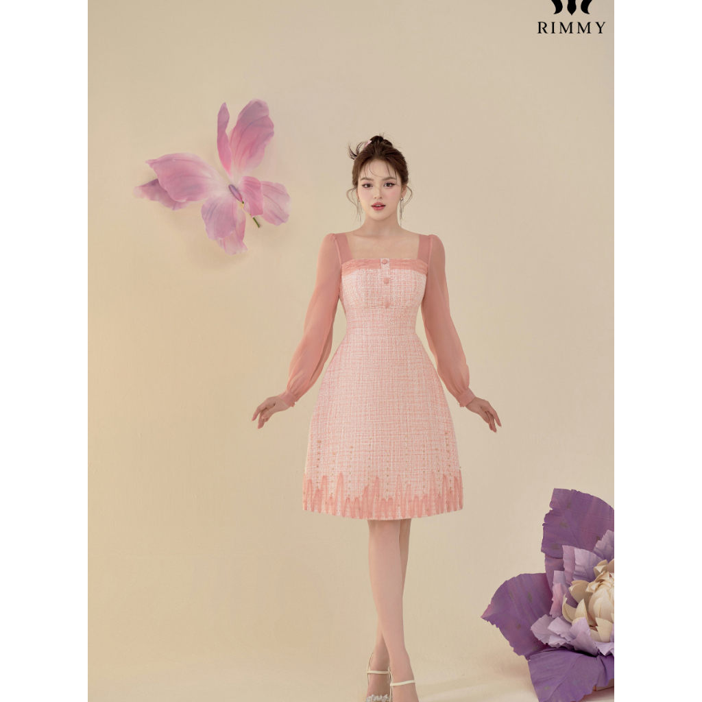 Đầm thiết kế dạ hồng tiểu thư lãng mạn Stefany Dress by Rimmy