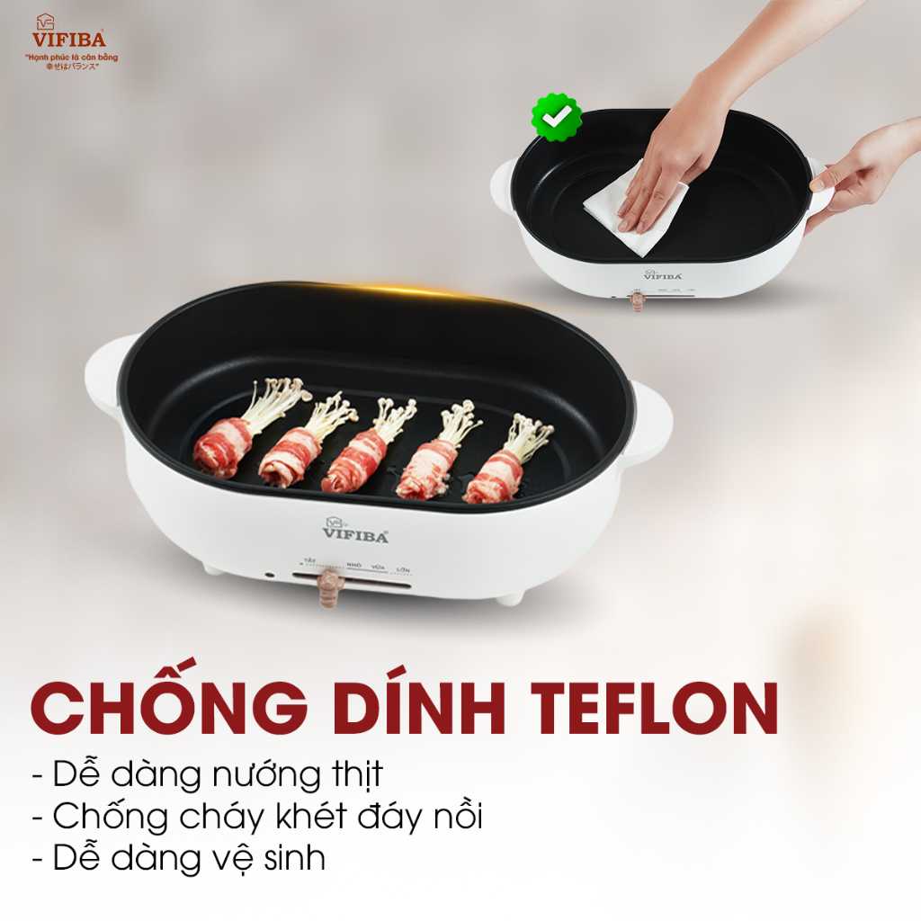 Nồi Lẩu Điện Hấp 2 Tầng VIFIBA, Dung Tích Nấu 15L, Công Suất 1000W - Nấu Siêu Nhanh, Điều Chỉnh Nhiệt Độ VE15