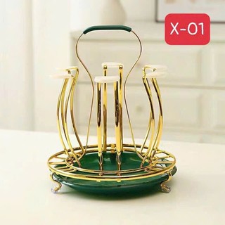 Giá úp cốc kèm khay mạ vàng chống han gỉ kèm mút silicon phong cách Bắc Âu