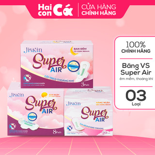 Băng vệ sinh bạc hà Super Air Jiskin lõi treo thoáng khí - Siêu thấm hút - Khô thoáng suốt cả ngày dài