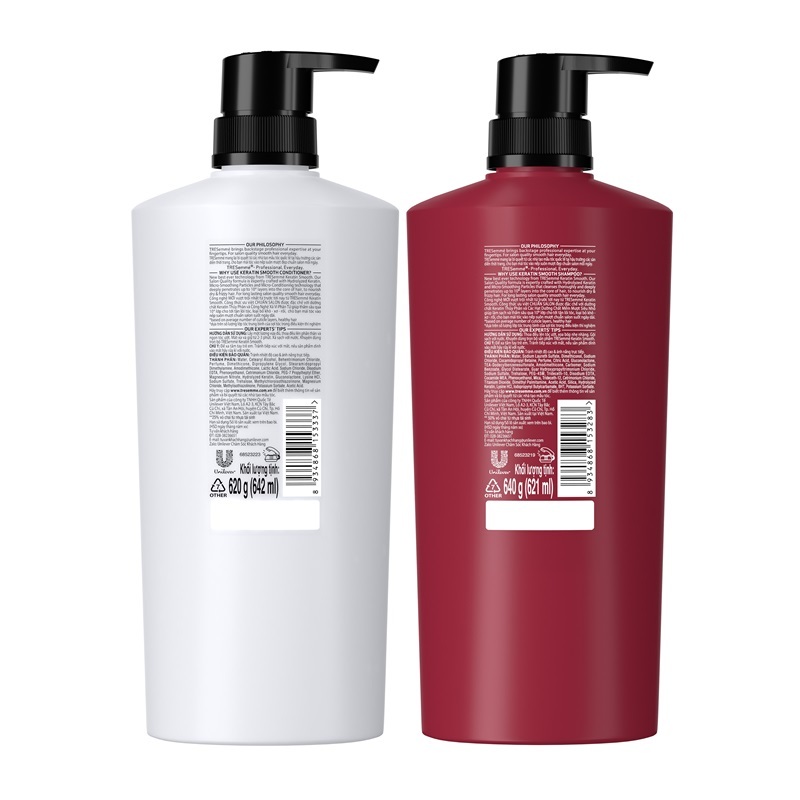 Combo Dầu Gội, Dầu Xả TRESEMME Keratin Smooth Dưỡng tóc khô xơ rối Công thức chuẩn salon Vào Nếp Suôn Mượt 640g, 620g