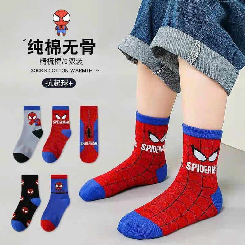 Combo 10 đôi tất siêu nhân nhện cho bé trai 01