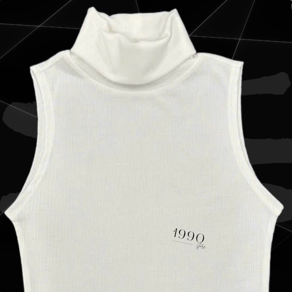 Áo thun sát nách cổ lọ 2 màu trắng và đen chất po gân vnxk