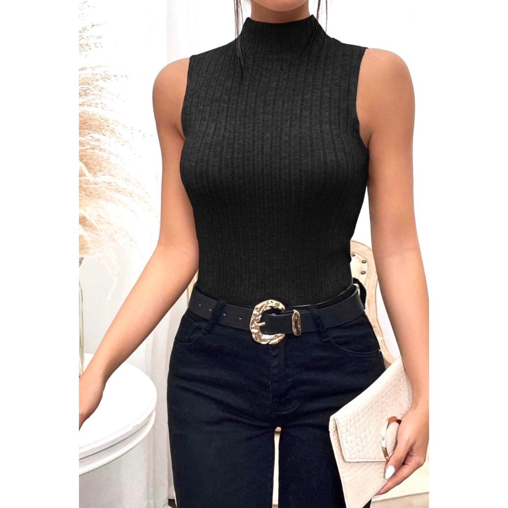 Áo thun sát nách cổ lọ 2 màu trắng và đen chất po gân vnxk