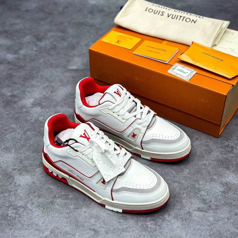 Siêu Phẩm Giày Thể Thao Sneaker L/V Trai.ner #54 Signa.ture White Red Trắng Đỏ Cao Cấp Ảnh Thật Giày Lv trainer lai au