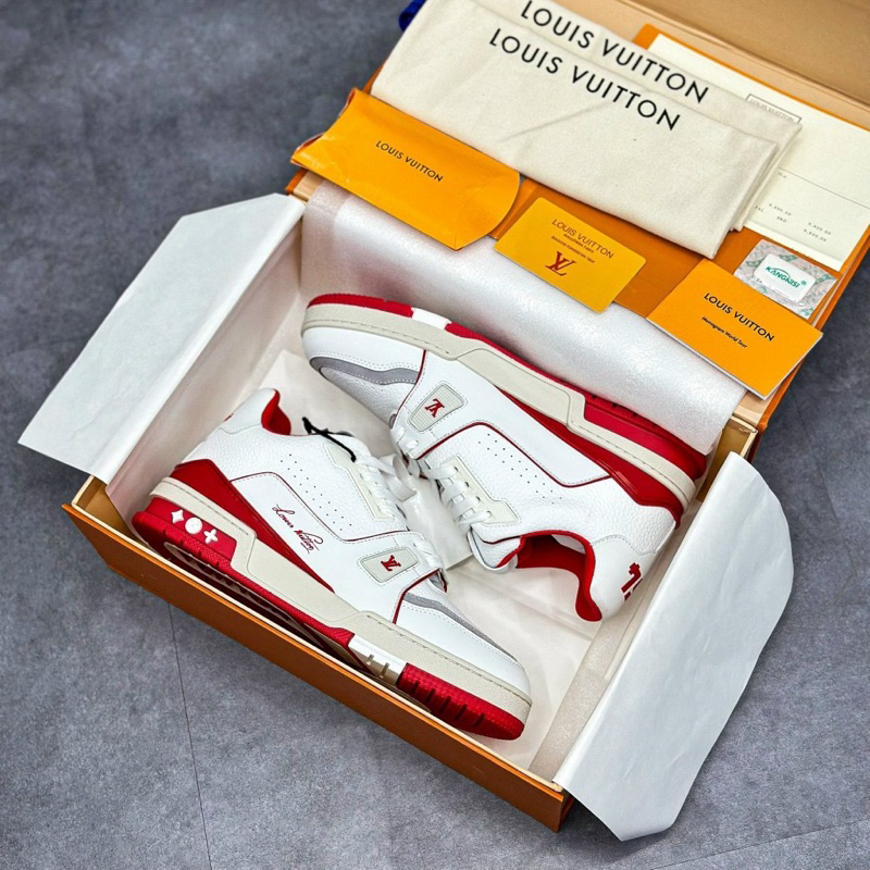 Siêu Phẩm Giày Thể Thao Sneaker L/V Trai.ner #54 Signa.ture White Red Trắng Đỏ Cao Cấp Ảnh Thật Giày Lv trainer lai au