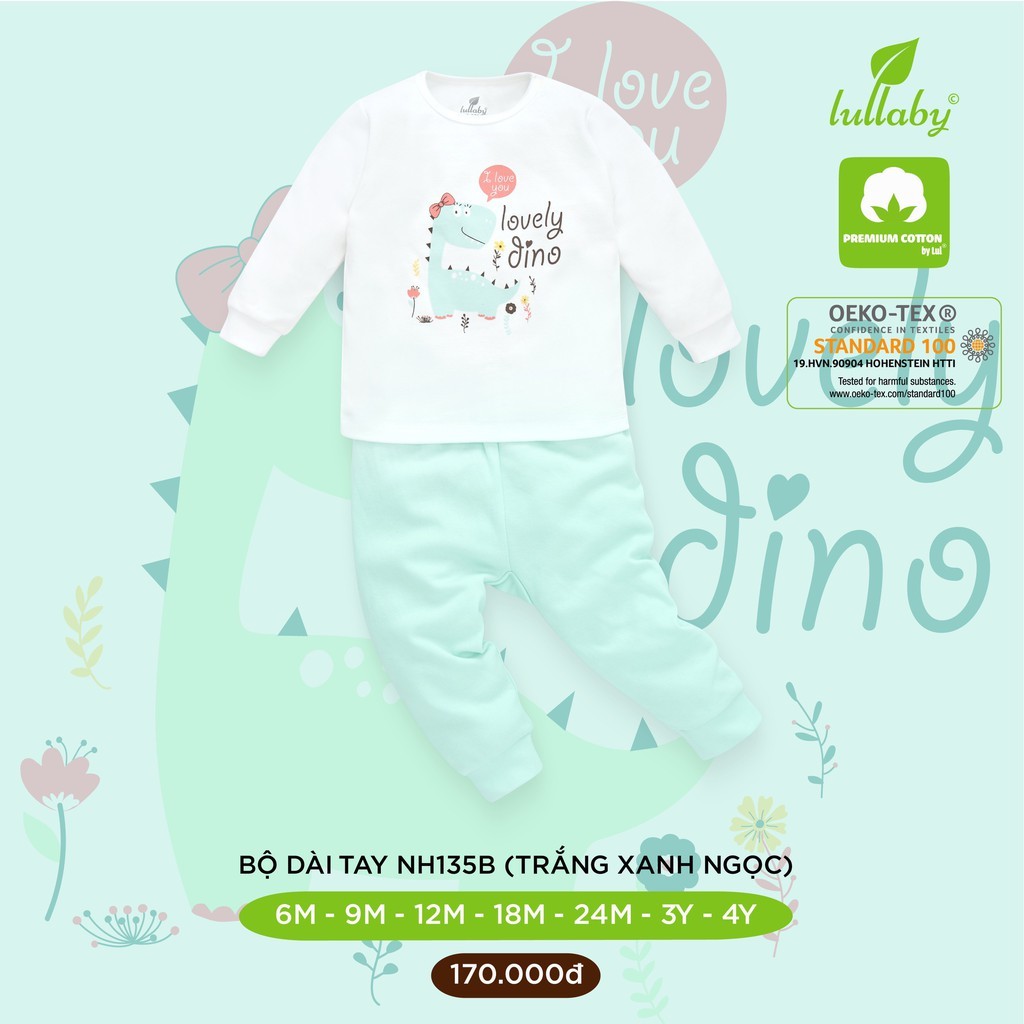 Bộ quần áo dài tay bé trai bé gái Lullaby NH135B - Hồng size 6-9m