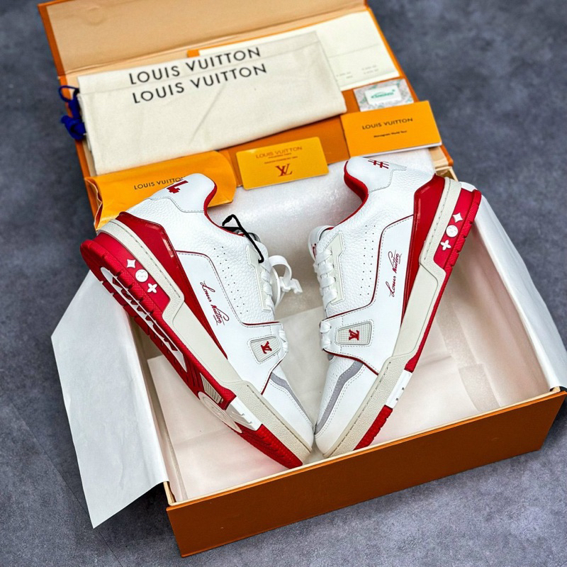 Siêu Phẩm Giày Thể Thao Sneaker L/V Trai.ner #54 Signa.ture White Red Trắng Đỏ Cao Cấp Ảnh Thật Giày Lv trainer lai au