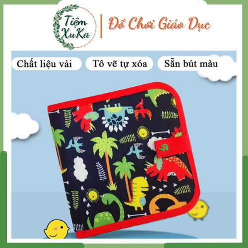 Đồ chơi Sách vẽ tự xóa được 10 trang Kèm bút cho bé chất liệu PP bọc vải có sẵn giấy lau