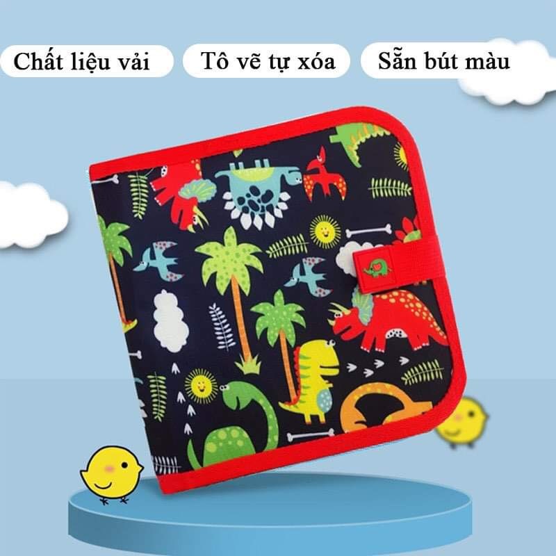 Đồ chơi Sách vẽ tự xóa được 10 trang Kèm bút cho bé chất liệu PP bọc vải có sẵn giấy lau