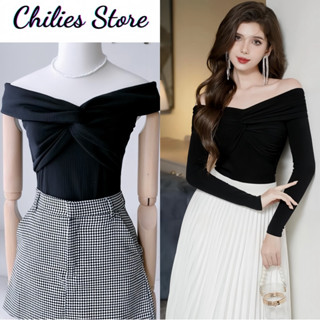 Áo Trễ Vai Xoắn Ngực Cổ V Dài Tay Ngắn Tay Kèm Video Thật