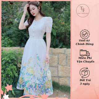 Váy hoa thiết kế V255 chất voan mát mẻ mềm mại, phong cách trẻ trung ôn eo tôn dáng cao cấp