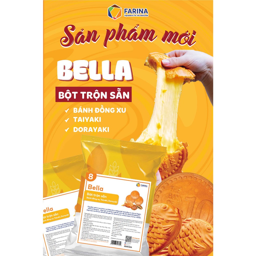 Bột trộn sẵn bánh Cá, đồng xu, dorayaki Bella Farina