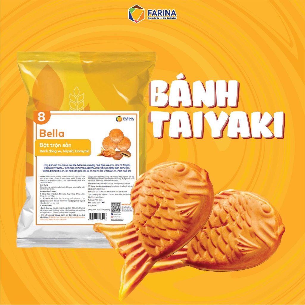 Bột trộn sẵn bánh Cá, đồng xu, dorayaki Bella Farina