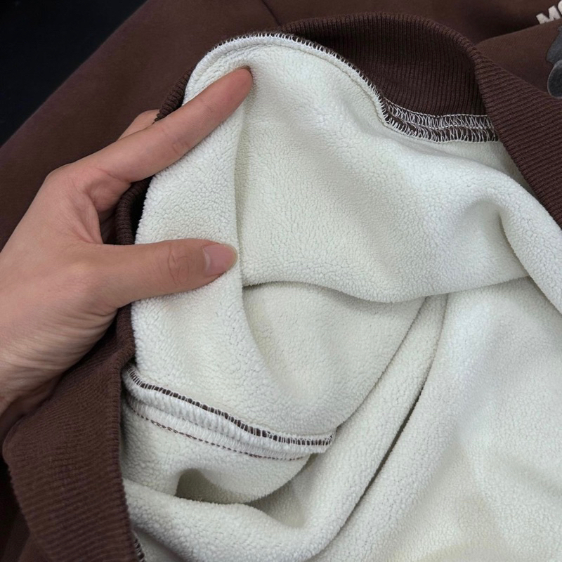 Áo hoodie bé trai nỉ lót lông ấm MO A414 size 90-140, quần áo trẻ em thu đông cao cấp