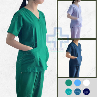 Bộ Scrubs Bác Sĩ, Blouse nam nữ, đồng phục Spa, Thẩm mỹ viện, Nha Khoa nam nữ Vải thường