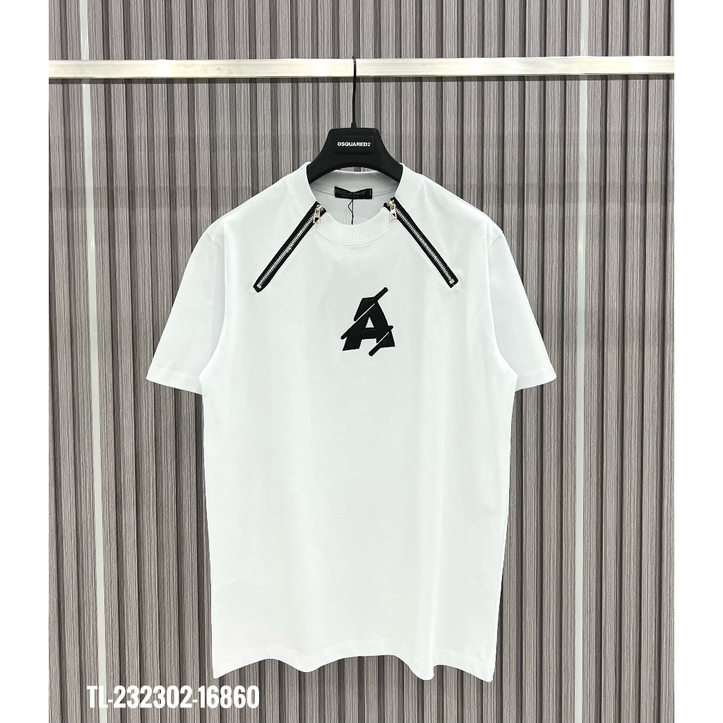 Áo phông nam nữ Dolce 2 khoá zip cổ phối thêu chữ A da trước ngực cổ bo dày dặn đẹp. Áo thun nam nữ Unisex form rộng