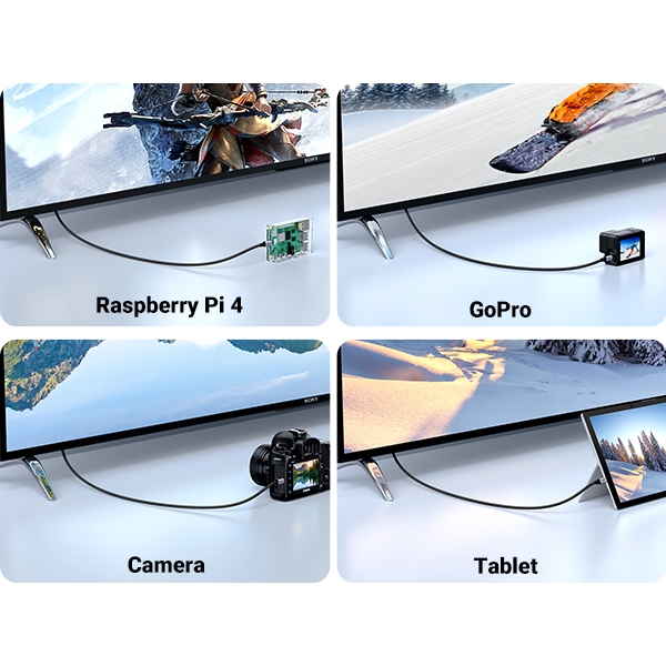 Cáp Mini HDMI to HDMI Ugreen 15514 15515 HD163 HD8K@60Hz,Hỗ trợ Dynamic HDR, eARC Chính Hãng Cao cấp