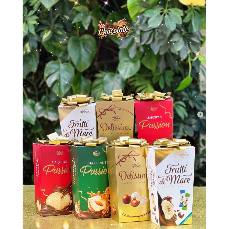 Kẹo Socola Nhân Cherry Hạt Dẻ Vobro Balan 210g Hộp Quà Có Thắt Nơ Quà Tết Sang Trọng