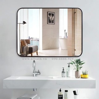 Gương Soi Kibath Chữ Nhật Bo 4 Góc Khung Viền Nhôm Sơn Tĩnh Điện, KB-138