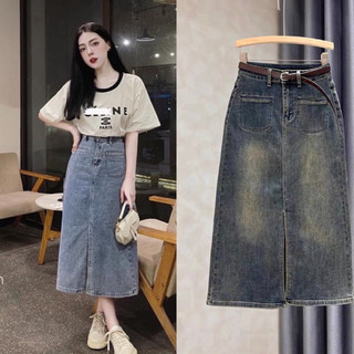Chân váy denim 2 cơi túi xẻ trước hot trend - Jeans #913