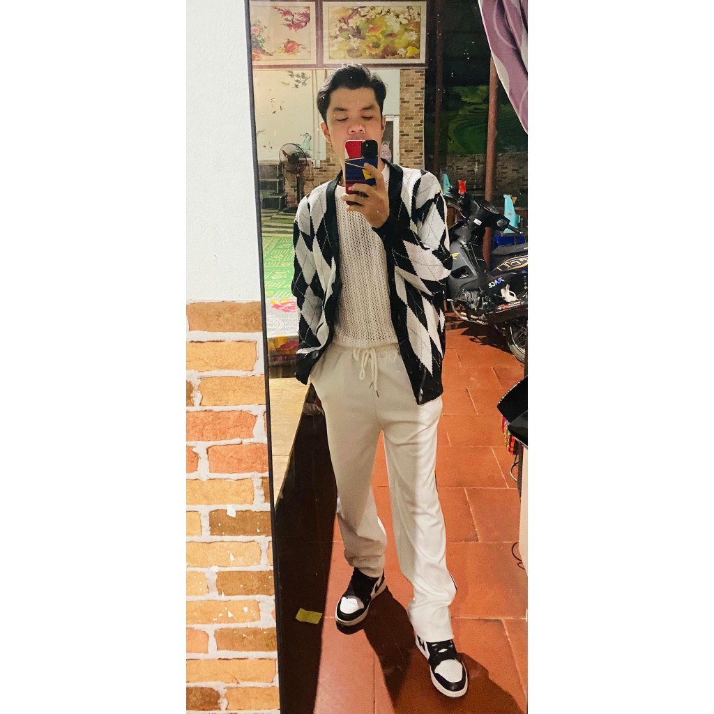 Áo cardigan nam Hàn Quốc Họa tiết chất dày dặn Tay dài dáng rộng  ABABA cadiganTL