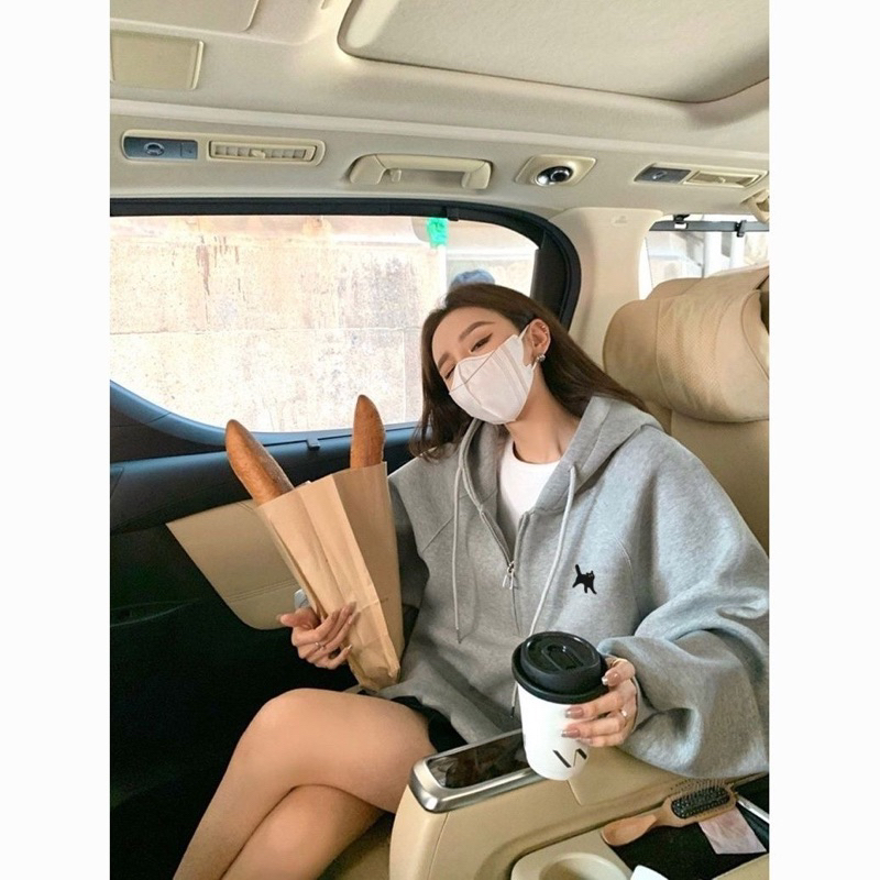 Áo hoodie nỉ khoá zip Xám Lilis Room