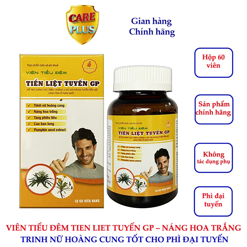 Viên tiểu đêm Tien liet Tuyến GP – Chứa Trinh nữ Hoàng cung, Náng hoa trắng, cải thiện phì đại tuyến, tiểu đêm – Hộp 60v