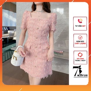 Váy dạ tweed hồng, đầm dạ tweed thiết kế dáng A , váy dự tiệp phong cách sang chảnh 7.Beautiful V157