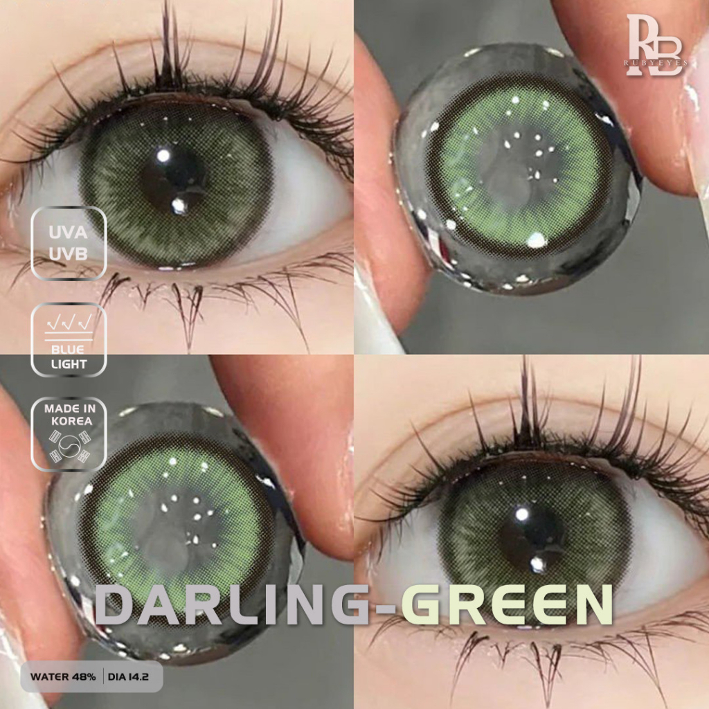 RUBY EYES Kính Áp Tròng Mẫu Xanh Lá Darling Green SIlicone HydroGel Ruby Eyes, Lens ONLY 0 ĐỘ Ruby Eyes Contact Lens
