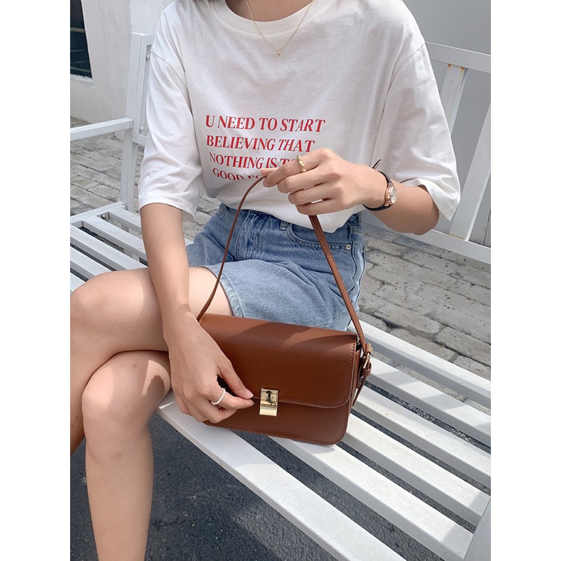 Túi Đeo Chéo, Túi Đeo Vai Nữ Da PU Màu Trắng, Nâu Mới 2023 - Mã T015