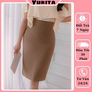 Chân Váy Công Sở YURITA, Váy Bút Chì Dài Tới Gối Màu Nâu  Cạp Cao Cá Tính Kiểu Vintage, Ulzzang Đẹp