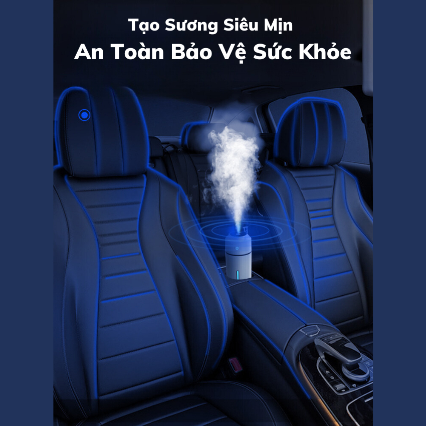 Máy phun sương, khuếch tán tinh dầu & tạo ẩm ô tô, Văn Phòng Cao Cấp, Hạt sương Siêu Mịn chỉ 5 Micron nano - Bogi