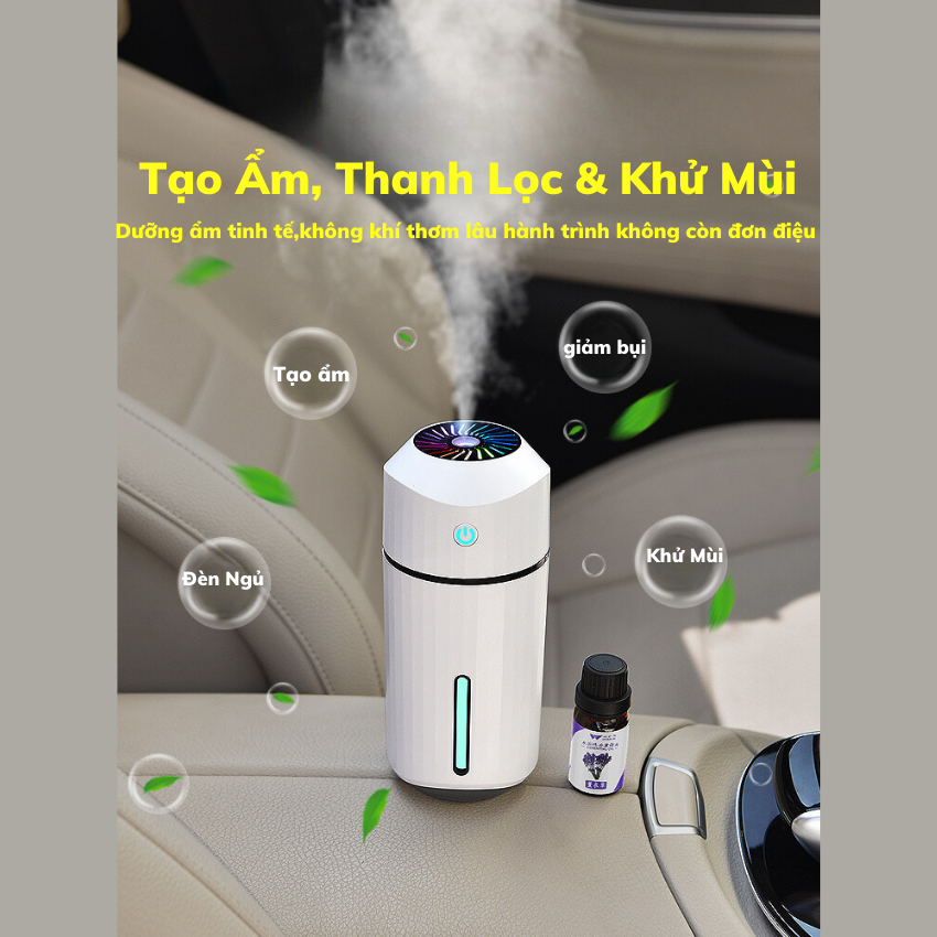 Máy phun sương, khuếch tán tinh dầu & tạo ẩm ô tô, Văn Phòng Cao Cấp, Hạt sương Siêu Mịn chỉ 5 Micron nano - Bogi