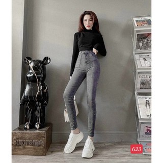 Quần jean nữ lưng cao dáng ôm chất vải jean cotton cao cấp - TCS502