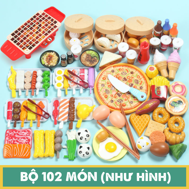 Đồ Chơi 106 Chi Tiết Các Món Ăn BBS, Bánh Bao, Pizza, Đồ Chơi Bếp Nấu Ăn Cho Trẻ Em, Bé Trai, Bé Gái