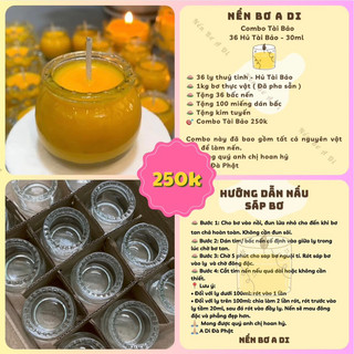 Combo 36 hủ tài bảo 30ml làm nến cúng phật kèm sáp bơ