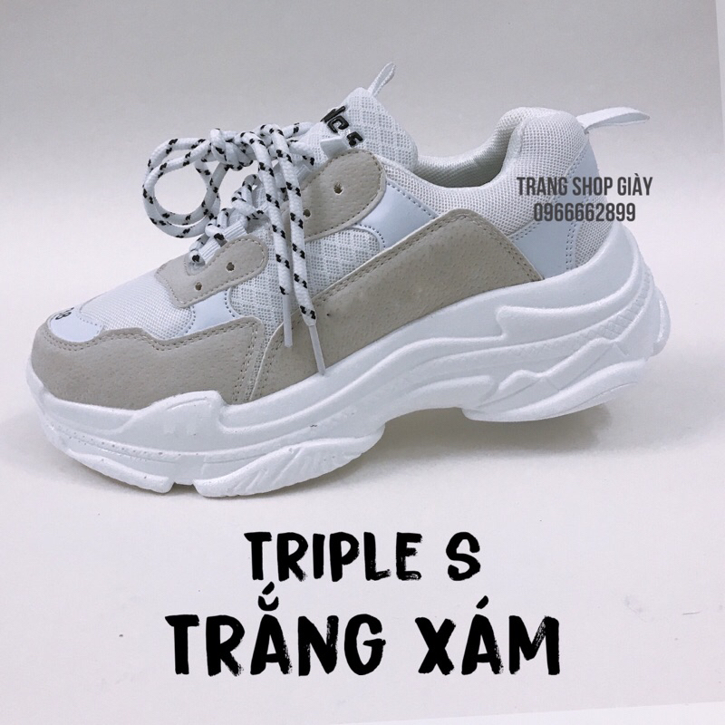 Giày thể thao nam nữ sneaker Ulzzang Triple s, size 36-43.      .