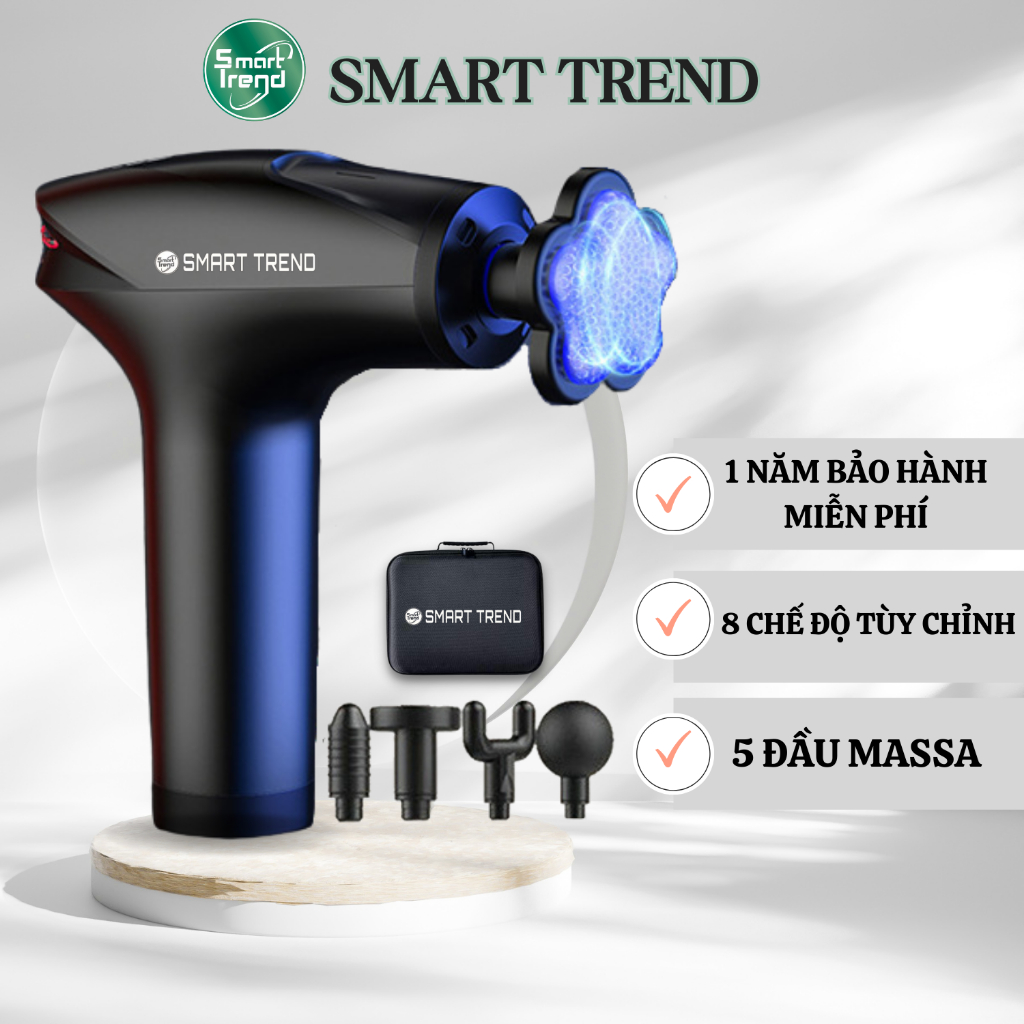 Máy massage cầm tay đấm lưng có đèn thiết kế siêu xe thể thao 5 đầu 8 chế độ cao cấp Smartrend MSTT