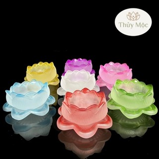 Đế nến hoa sen lưu ly nhiều màu - đựng nến tealight